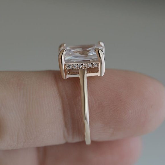 NEW Rose Gold Emerald Cut Solitaire Diamond Ring - Picture 4 of 5